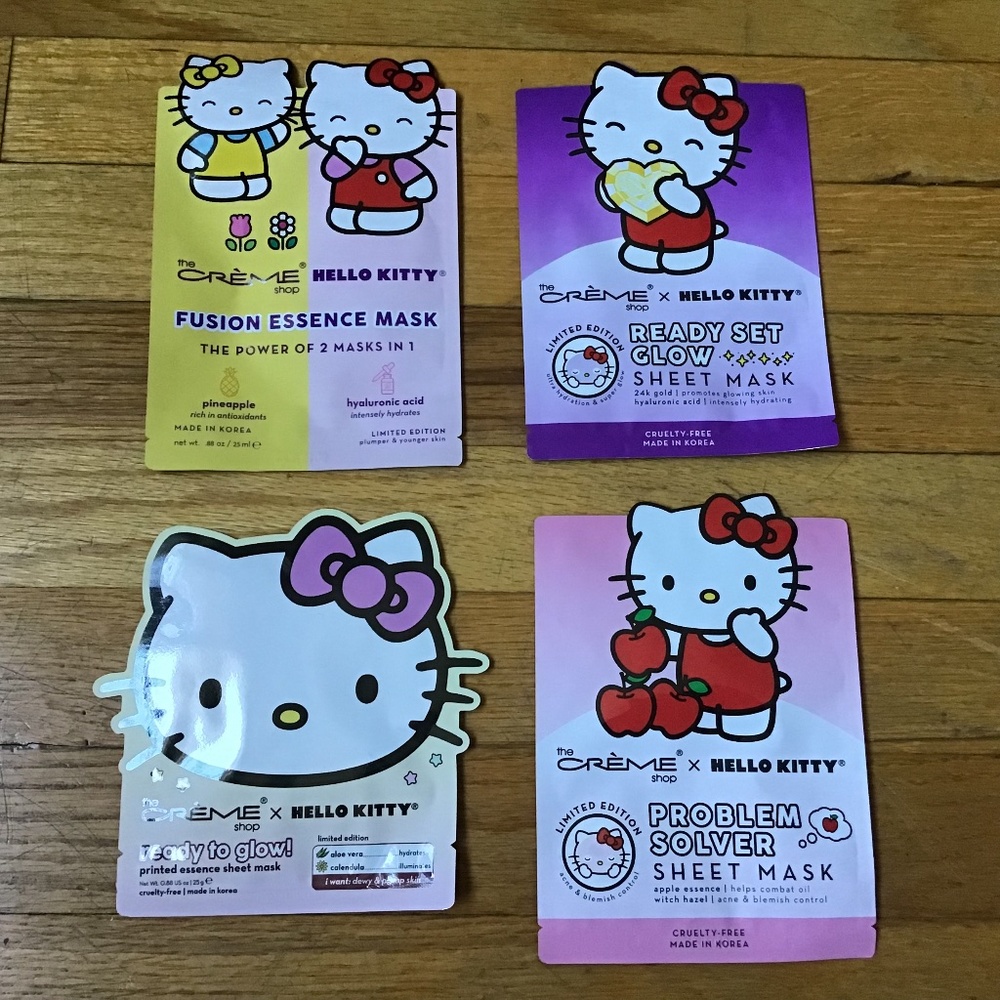 A lot of 4 The Creme Shop x Hello Kitty Korea Limited Edition Face mask Sheet